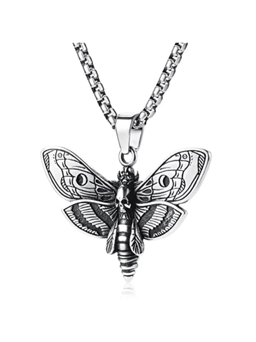 Stainless Steel Gothic Skull Pendant Necklace Punk Biker Hip-hop Jewelry